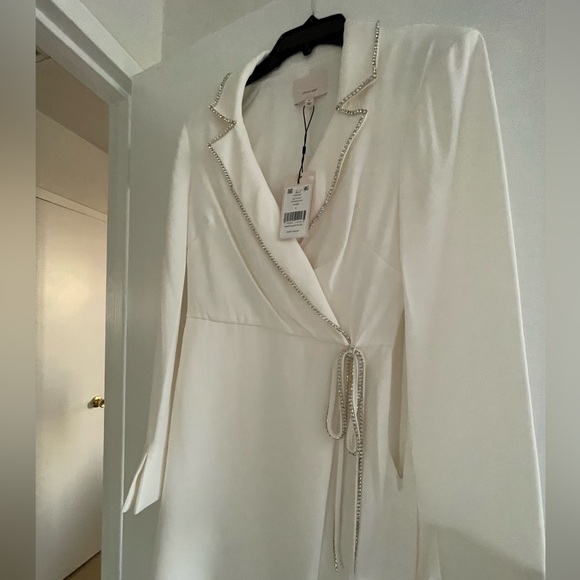 Cinq A Sept Ivory mini Dress Barette blazer Dress Size 4 rehearsal dinner dress - Picture 11 of 16